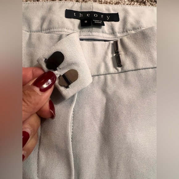 Theory Womens Mid Rise Slim Straight Pleated Dress Pants Light Blue Size 8 - Picture 6 of 16